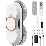 Fensterputzroboter, 5600Pa Fensterreiniger Elektrisch mit Automatische Doppel-Sprühfunktion, 3 Reinigungsmodi, Fernbedienung, Intelligente Navigation, Fensterkantenerkennung und Acht Reinigungstücher