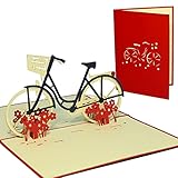 LINPOPUP 3D Karte Geburtstagskarte Gutschein Venlo DAMENFAHRRAD rot #156#