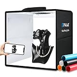 PULUZ Fotobox für Produktfotos 30x30x30cm, Dimmbares Faltbare Fotostudio Box Kit mit CRI≥97 Weiße Beleuchtung 112 LEDs Lichter + 8 Fotohintergründe