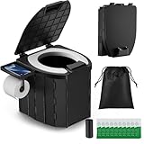 Synvion Tragbare Campingtoilette für Erwachsene, Faltbare Reisetoilette mit PU, 5L Kapazität, inkl. Abfallbeutel & Tragetasche, Kompakt & Leicht zu Reinigen für Outdoor, Wohnmobil, Auto & Notfall