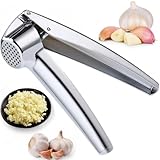 EliteHoff Premium Knoblauchpresse aus Metall, Knoblauchschneider, Garlic Press, Knoblauch Crusher, Praktischer Küchenhelfer, Spülmaschinenfest, Rostfrei, Robust, Zinklegierung, Silber