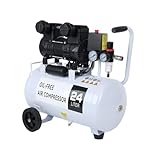 24L Kompressor Flüsterkompressor Druckluftkompressor 10 bar 69dB 220 L/min 1,1KW Leise Ölfrei Kompressor, 230 V, Silent Druckluft Kessel inklusive Druckminderer und Wasserabscheider