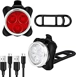 LED Licht Wiederaufladbares 2er Set, Helles Licht, Kompakt und Wasserdicht, Langlebiger Akku, LED Lampe Set für Außenbereich, kann auch als Kinderwagen Licht/Rucksack Licht (Schwarz)
