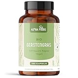 Bio Gerstengras Kapseln – Hochdosiert mit 1650 mg je Tagesdosis – 180 Vegane Kapseln – Laborgeprüft & Made in Deutschland – Alpha Foods