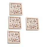 HOOTNEE 4 Stück Palmenlabyrinth 3D-Puzzle-Spielzeug Labyrinth-Puzzle-Spiel Balance-Labyrinth-Brett Kinder Puzzle Spielzeug für Kinder Holz-Labyrinth-Puzzle Holzlabyrinth hölzern Beige