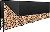 WIELS® Brennholzregal außen 400x25x115cm, Kaminholzregal Metall + Abdeckung, Kaminholzunterstand 1400kg Wasserdichter Holzlager Holzstapelhilfe für Garten Terrasse (400x25x115cm)