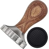 LEUOVE Kaffee Tamper 58mm, Espresso Stamper Set Edelstahl Base Holzgriff mit Silikonmatte Barista Zubehör