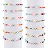 Prasacco 12 Stück Freundschaftsarmbänder, Bunte Perlenarmbänder Liebesherzarmbänder Freundschaft Armbänder Freundschaftsarmband Motivationsarmbänder für Mädchen, Kinder, Kleinkinder, Erwachsene