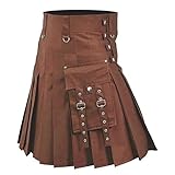 Lederrock Herren PU-Leder Schottischer Kilt Gothic Punk Schottischer Mittellanger Rock Festival Kilt Mode Kunstleder Plissee Traditioneller Highland Rock