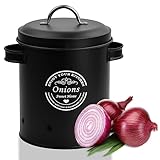 Fangehong 1 Pcs Kartoffel, Zwiebel, Knoblauch Aufbewahrung, kartoffelaufbewarung, Metal Aufbewahrungsboxen Küche, Gemüse Vorratsdose mit Deckel (Zwiebel Schwarz)