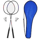 KH Federball Set Badminton Schläger Set 2-4 Spieler für Erwachsene Kinder, leicht und stabil, Schläger, Federbälle und Tragetasche im Lieferumfang