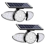 yeeplant 2er-Pack Solar-Bewegungs-Wandleuchten, 3 Köpfe Außenleuchten, 400 lm hell, 270 ° breiter Strahl, IP65 wasserdicht, solarbetriebene Sicherheit für Garage, Veranda, Hof