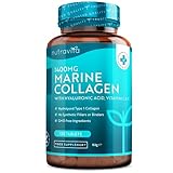 Marine Collagen und Hyaluronsäure Kapseln Hochdosiert 1400mg - Kollagen Hydrolysat Typ I - 120 Tabletten nicht Kollagen Kapseln - Fisch Kollagen - mit Hyaluron, Vitamin C, E, B2, Zink