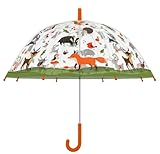 Esschert Design Regenschirm für Kinder, transparent, Wald, mehrfarbig, Medium, Mehrfarbig, Medium