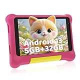 Vekoy Kinder-Tablet 7 Zoll Android 13 Tablet für Kinder, 5 GB RAM, 32 GB ROM (TF 128 GB), Kindersteuerung, GMS, WLAN, Bluetooth, Kinder, Lern-Tablet mit Kid-Proof Schutzhülle (Rosa)