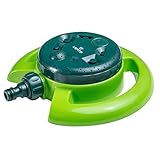 VERTO Flächenregner - 8 Verschiedene Sprühbilder, Garten Bewässerung von 7 m² bis 125 m² - Multi Rasensprenger - Sprinkleranlage Garten - Grün Sektorenregner