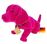 Kremers Schatzkiste Wackeldackel Pink 19cm Handgefertigt Deutschland Dekoration - Nostalgische Auto Deko für Hutablage - Wackelkopffigur - Geschenk für Autoliebhaber - Made in Germany