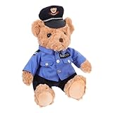HEALSOPTHY Polizei Plüschtier Bär Sitzendes Stofftier Weicher Plüschbär Für Neugeborene Tierspielzeug Für Junge Mädchen Kuschelbares Personal