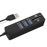 ASHATA USB 2.0-Hub mit 3/6 Anschlüssen, Hochgeschwindigkeits-2-in-1-SD-TF-Kartenleser für Laptop-Computer, Vakuum-Hubsv-Adapter mit Mehreren Anschlüssen (ASHATAQV0kMHg-B-5)