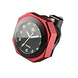 Motorrad wasserdichte Uhr schwarz blau rot silber für Fahrrad/Motorrad/SUV verschiedene Modelle, passend für 7/8'oder 1' Lenker, Halterungsdurchmesser 22-28mm(rot)