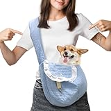 Hundetragetasche Bis 10kg, Tragetasche Hund mit Knopfdesign und Leinenhaken Kann er Verhindern, DASS Haustiere Herausspringen, Hundetrage mit Aufbewahrungstasche, Hundetragetuch Himmelblau, 1 Stück