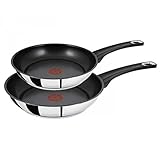 Tefal Jamie Oliver 2 Stück Edelstahl Bratpfannen 20 cm und 26 cm, induktionsgeeignet