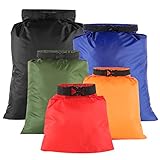 5 Stück Wasserdichte Aufbewahrungsbeutel, 1,5L/2,5L/3,5L/4,5L/6L Dry Bag Trockenbeutel Polyester Packsack Wasserdicht für Wassersport Freizeit Camping Angeln Wandern Schwimmen Surfen (Mehrfarbig)