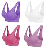 Boolavard Comfort BH - Seamless - Bustier BH - Freizeit und Sport BH, Sporttop, Nahtlos, Form Bustier Top ohne Bügel, Ahh Bra Wohlfühl (XXL: 116-121cm (90C-100A), Weiß Licht violett Lila und Rosa)