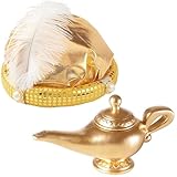 Goldschmidt Orient Set Wunderlampe und Sultan Turban gold orientalisches Märchen Accessoires Fasching Karneval