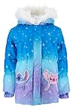 Disney Stitch Mantel für Mädchen, Warme und Weiche Wattierte Winterjacke, Kapuzenmantel für Mädchen, Größen 3 bis 8 Jahre (DE/NL/SE/PL, Alter, 8 Jahre, Regular, Blau)