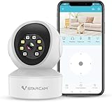 VSTARCAM Überwachungskamera Innen - 2K QHD, 360° WLAN Indoor Hundekamera mit APP, Automatische Verfolgung, 2-Wege-Audio, Bewegungserkennung, Farb-Nachtsicht zu 9m, bis zu 256 GB lokaler Speicher