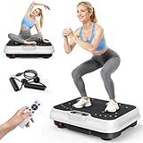 HomeFitnessCode Mini Vibrationsplatte für Frauen - Vibrationsgerät mit 250 Intensitätsstufen + 9 Vorprogramm Vibrationstrainer Zuhause für Abnahme Muskelaufbau Ganzkörpertraining, Weiß