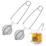 2 Stück Teezange für Losen Tee, Teezangen aus Rostfreiem Edelstahl, Tee Ei Sieb, Teeei In Kugelform aus Rostfreiem Edelstahl, Tea Infuser,Siebzange für Teeliebhaber (4.5×16cm)