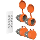 UCOMEN Funksteckdosen mit Fernbedienung Outdoor, Funksteckdose Aussen, Programmierbar Funkschalter Set für Hinterhof oder Garten,16A/3680W, 4 Pack