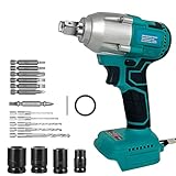 Akku Schlagschrauber,1/2' Schlagschrauber für Makita 18V Akku,520Nm Drehmoment,3200RPM,für Auto Reifenwechsel (Ohne Batterien)