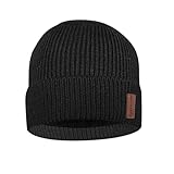 North Bund Winter Beanie Mütze Herren Damen Strickmütze Unisex Dickes Warmfutter Wintermütze Dehnbarer weicher Innerline Hut Schwarz