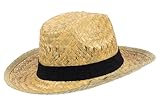Rugged Earth Arizona Man – Klassischer Strohhut für Damen & Herren | Westernhut mit schwarzem Hutband | Perfekt für Karneval, Urlaub & Freizeit (Einheitsgröße 57,5cm, Natur)