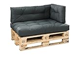 Traumnacht Outdoor Palettenauflage mit Schaumstoffstäbchen gefüllt, Palettenkissen, Palettenpolster Palettenmöbel Palettensofa 3er Set (Sitz+Rücken+Seitenteil), anthrazit