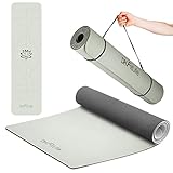 DH FitLife Yogamatte aus TPE, 183 x 61 x 0,6 cm, Gymnastikmatte Trainingsmatte beidseitig rutschfest & umweltfreundlich, Fitnessmatte mit Orientierungslinien (Grau)