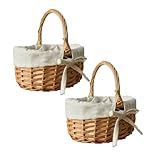 2 Stücke Osterkörbchen mit Henkel, Osterkörbchen Kinder, Blumenmädchen Korb, Geflochtener Korb, Geschenk Korb Klein, Osternest Kinder Korb Aufbewahrung Klein