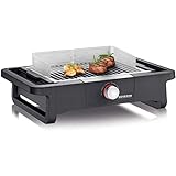 SEVERIN Style Evo Elektrogrill für drinnen und draußen, Tischgrill mit schnellem Grillstart bis 350 °C, Balkon Grill mit optimaler Hitzeverteilung, Schwarz, PG 8123