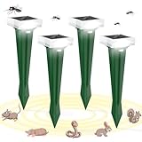 Maulwurf Vertreiber Wühlmausschreck 2/4 Pack,3 Vibrationsmodi Solar Maulwurf Vertreiber,Auto Katzenschreck,IPX65 Marderschreck für Katzen,Solar Katzenschreck Ultraschall,Hunde, Vöel, Mäse, Marder