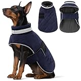 Hunde-Wintermantel, warm, gepolstert, winddicht, wasserabweisend, Kleidung für kleine, mittelgroße und große Haustiere, Weihnachtspullover, Outfit-Weste (dunkelblau, XL)