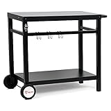 BBQ-Toro Grillwagen 85 x 50 x 81 cm | Metall Grilltisch mit großer Arbeitsfläche | Grill Beistelltisch Grilltisch Outdoor Servierwagen Garten Trolley (Schwarz)