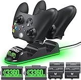 OIVO Xbox Controller Ladestation mit 2X 3360mWh Wiederaufladbaren Akku für Xbox One/Xbox Series X/S, Xbox One Controller Ladestation mit 2 Wiederaufladbaren Akku, Xbox Ladestation Akku Zubehörsets