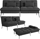 COMHOMA Sofa Schlafsofa mit Schlaffunktion, überzug Futon Klappsofa, Bettcouch, ecksofa, Couch Gästebett, 3-Sitzer Sofa, mit verstellbare Rückenlehne aus Stoff Schwarz