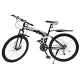 Eieblek 26 Zoll Mountainbike, Faltrad Mountainbike mit 21 Gängen und Doppelscheibenbremse, Fully MTB, Verstellbar Höhe, tragbares Fahrrad für Damen und Herren