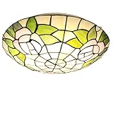 LED Deckenleuchte Tiffany Einbauleuchte, LED Deckenlampe aus farbigem Glas Dimmbar, Vintage Flurlampe für Wohnzimmer, Schlafzimmer, Küche, Badezimmer, weißes Licht 6000k, 50