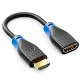 deleyCON 1 Stück HDMI Verlängerung für TV Stick - HDMI Adapter Kabel für Roku Chromecast Streaming - 4K 60Hz HDR10+ für TV Monitor Beamer Notebook PC 10cm kurz - Schwarz Blau