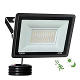 JBdusn 100W LED Strahler mit Bewegungsmelder Aussen, 3000K Außenstrahler Scheinwerfer Fluter, IP66 Wasserdicht Aussenlampe Wand,Nachtlicht mit bewegungsmelder für Garage,Keller,Treppe